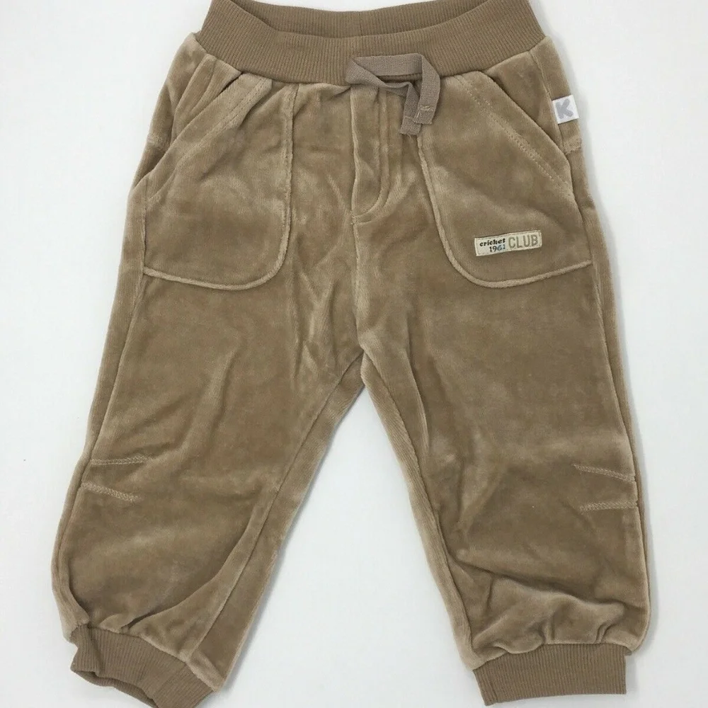 Kanz Baby Boys 3pc Velour Blue and Tan Tracksuit (hoodie, pants, shirt) Outfit